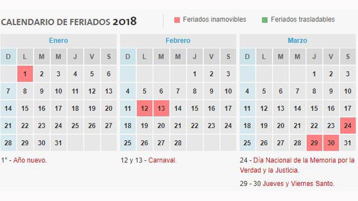 Calendario De Argentina Ano 2018 Feriados